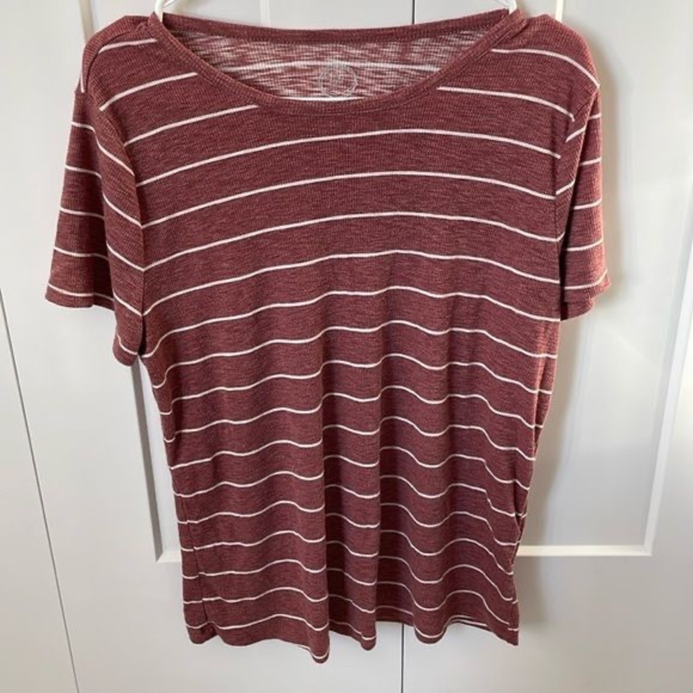 Red and white striped ribbed tee